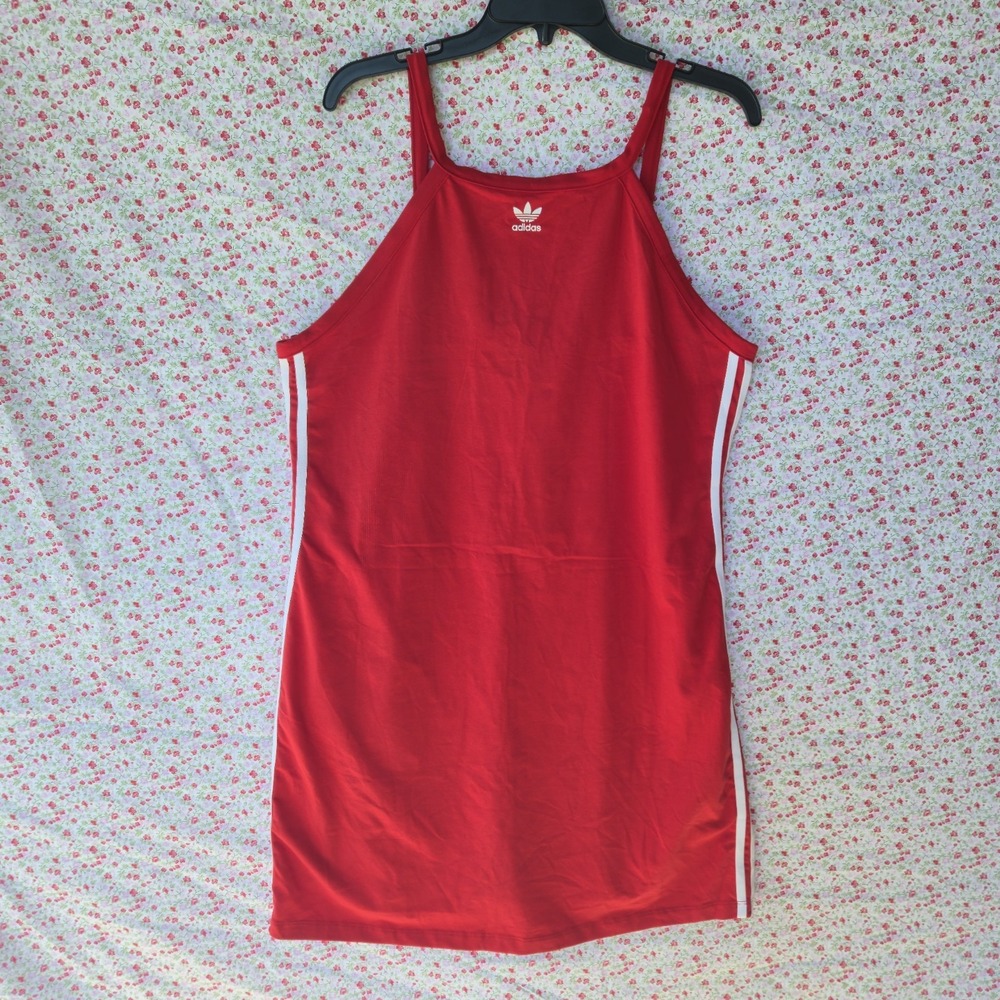 Adidas Originals Womens 3-Stripe Red Cami Tank Dress Plus Size 2X 24-26 Mini
